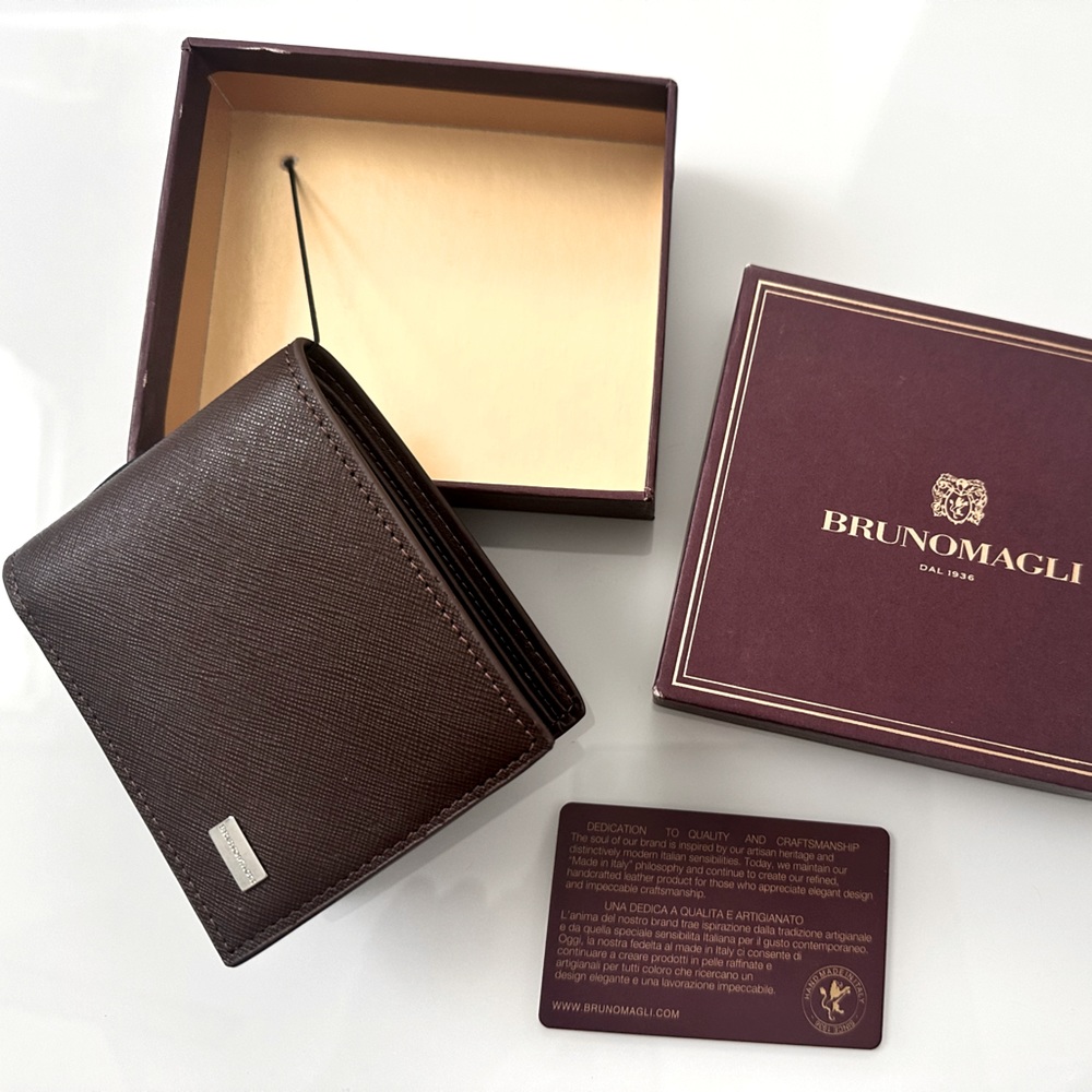 Bruno Magli Brown Leather Bi-Fold Wallet